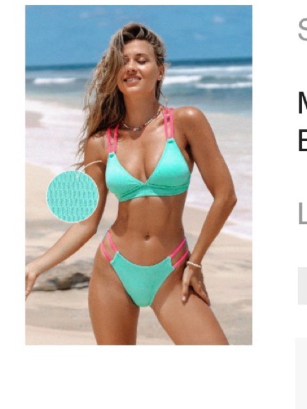 Cupshe Women’s Two-Tone Aqua & Pink Strappy Bikini